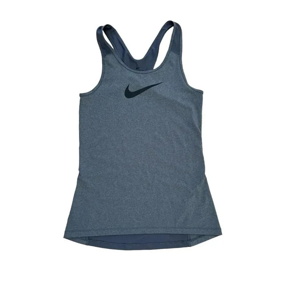 Nike Dri-Fit Grey Tank Top Sport Tee Sleeveless Gym Running Logo Size M - Picture 3 of 9